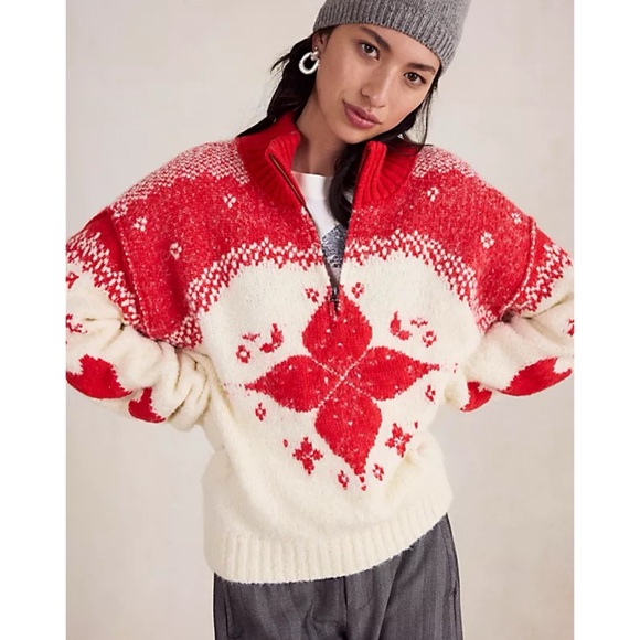 Free People Sweaters - NWT Free People Mythical Knit Fair Isle Heart Pullover Sweater